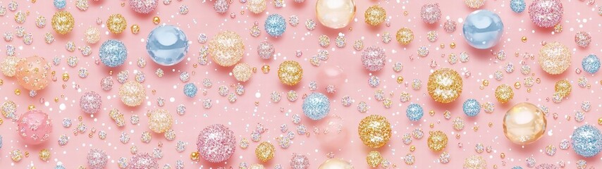 Pink Background with Sparkles in Gold and Silver Tones