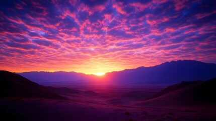 Fototapeta premium Vibrant Sunset over Desert Mountains Landscape