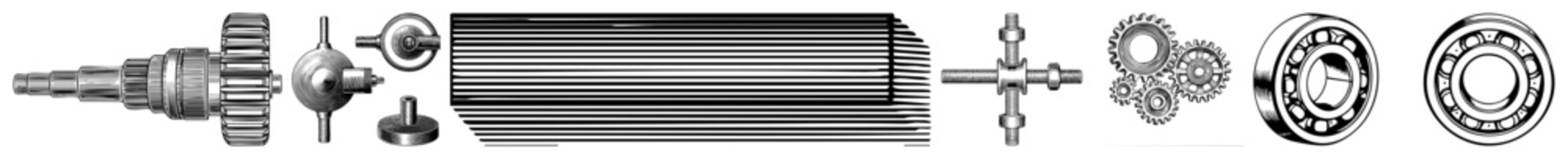 Fototapeta premium Vector Detailed mechanical components showcases a complex transmission system.