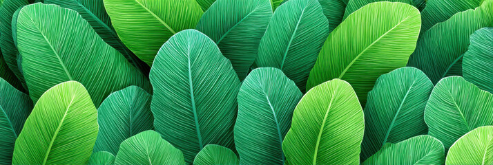 Vibrant seamless tropical leaf pattern with lush green banana leaves creating fresh and lively natural background full of energy