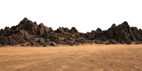 Desert Basalt Rock Formation Dusty Ground