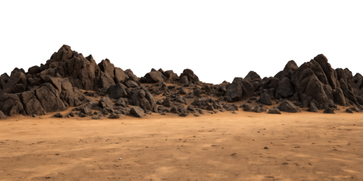 Desert Basalt Rock Formation Dusty Ground