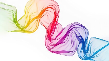Abstract Rainbow Silk Wave Illustration with Bright Colors on White