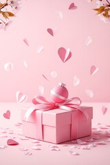 Delicate Pink Gift Box In Romance And Celebration Mood
