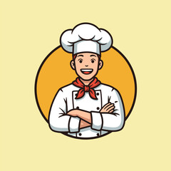 Retro style illustration of a smiling male chef