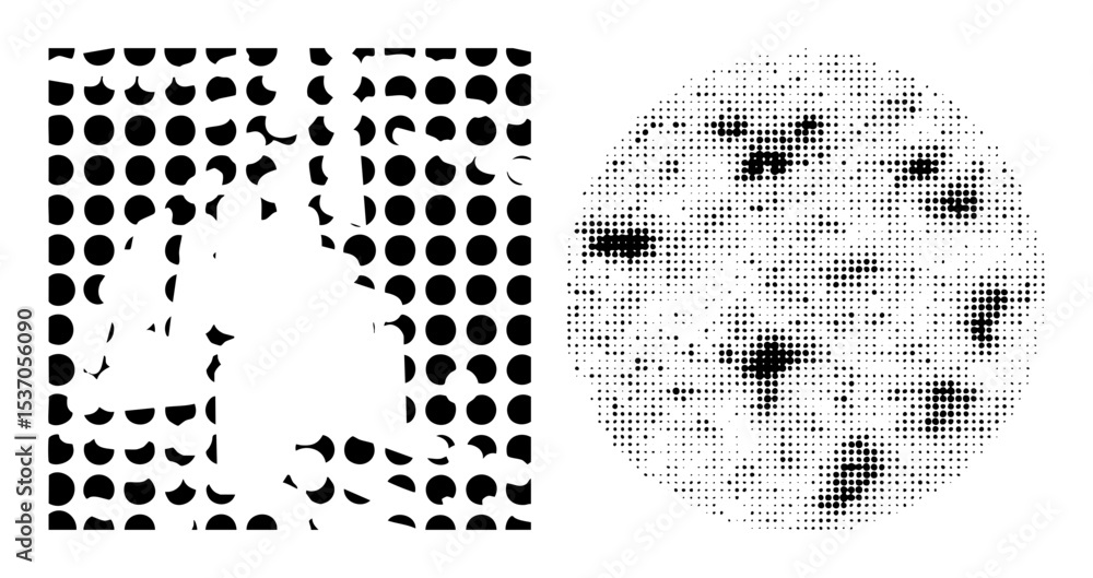 Poster vector abstract portrait composed of geometric shapes and halftone dots.