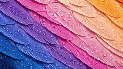 Colorful Feathers Abstract Close-Up Water Droplets Vibrant Pattern Design