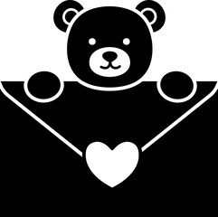 Cute little teddy bear holding a love letter valentine silhouette Vector.
Bear holding a love letter silhouette design.
For celebrating Valentine's Day, wedding or birthday.
Valentine's Day icon.