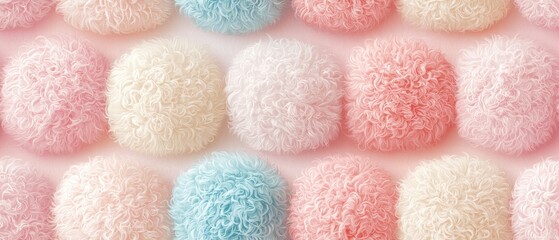 Fluffy Pink and Blue Balls Bunch in Soft Sheepskin Texture Pattern