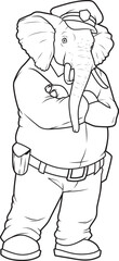 Elephant Cop Police hat Police Animal Vector Graphic Art Illustration
