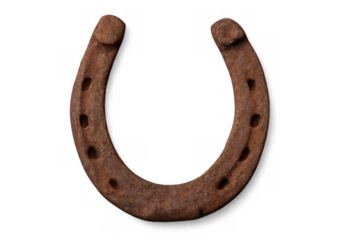 Old rusty horseshoe isolated on transparent background, symbolizing luck, protection, and farrier tradition
