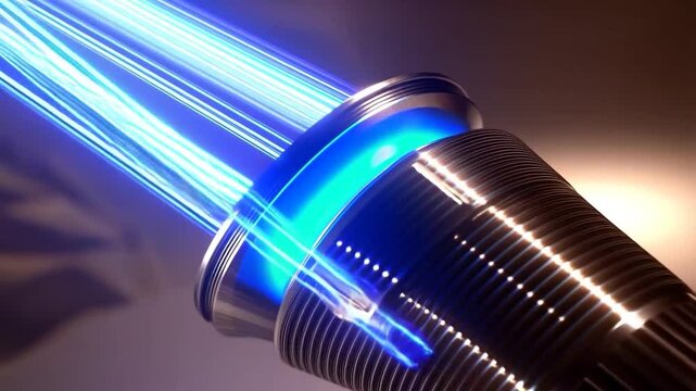 High-tech device emitting bright blue rays