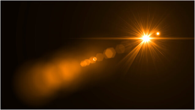 yellow lens flare star line burst effect