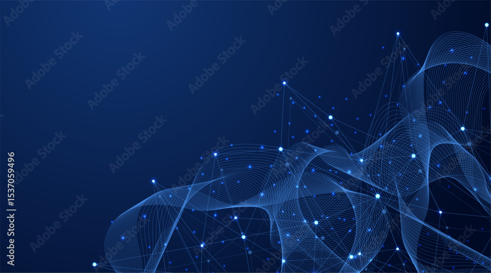 Aufkleber Global network connection concept. Big data visualization. Social network communication in the global computer networks. Internet technology. Business. Science. Vector illustration