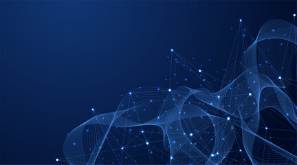 Global network connection concept. Big data visualization. Social network communication in the global computer networks. Internet technology. Business. Science. Vector illustration