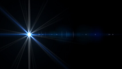 Blue Horizontal Lens Flare on Black Background
