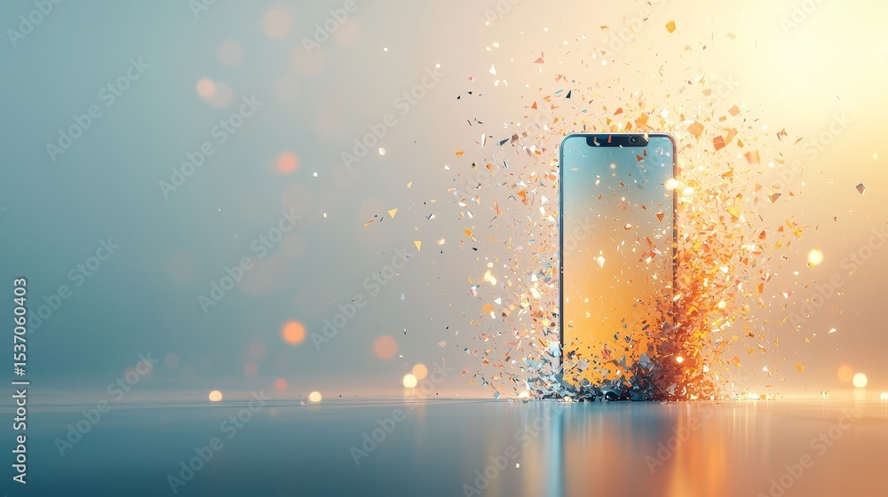 Poster explosive smartphone concept digital space graphic design abstract environment dynamic viewpoint inn