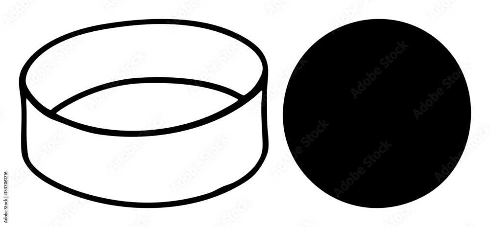 Poster vector open cylindrical container with a detached lid .