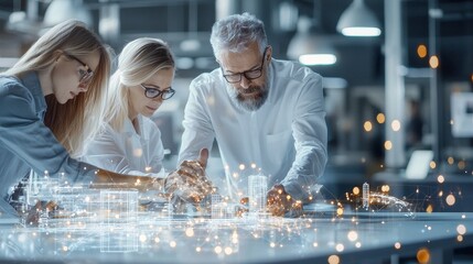 Collaborative innovation session modern office business meeting urban environment close-up view teamwork concept