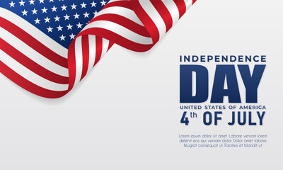 Happy Independence day concept, July 4th, American flag on white background