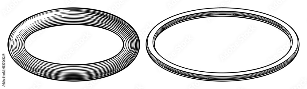 Poster vector two concentric rings one filled with parallel lines are displayed against a white background.