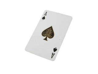 Ace of spades playing card isolated on transparent background