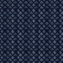Fototapeta premium Navy blue leather convex quilting seamless pattern background