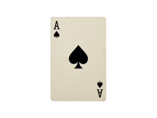 Ace of spades playing card isolated on transparent background