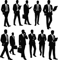 Collection of Businessman Silhouettes Elegant Professional Men in Suits for Presentations Designs