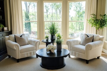Fototapeta premium Cozy corner with bay windows