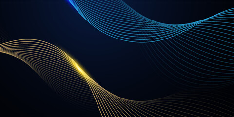 Abstract blue background with flowing lines. Dynamic waves. vector