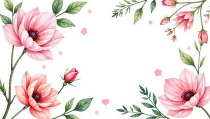 Obraz premium Delicate watercolor floral pattern on white background, flower pattern, elegant, flowers