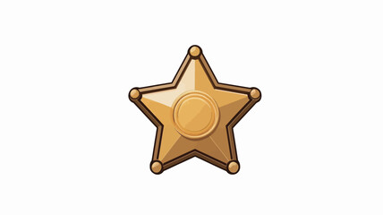 A digital illustration of a five-pointed sheriff's star badge. The badge is gold/yellow in color with a slightly darker gold center circle.  It has a cartoonish, simple style with a flat design.