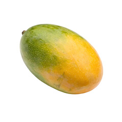 Fresh Mango Isolated: A vibrant and fresh mango displays a perfect blend of green and golden yellow hues, captured in a crisp, isolated still life.