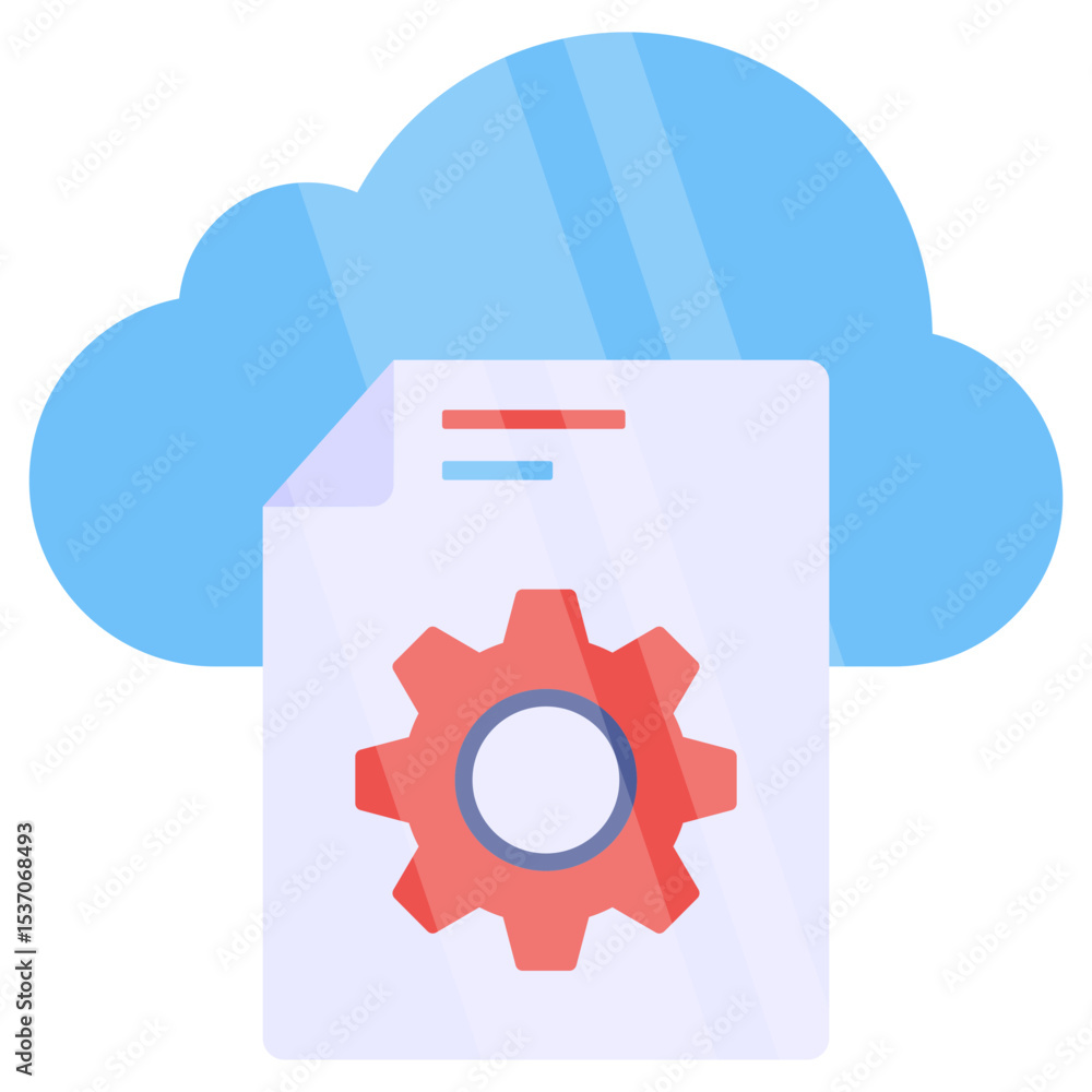 Poster cloud file configuration icon depicting digital data management, online document settings, and remot