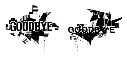 Obraz premium Vector Dynamic farewell typography with abstract vector elements.