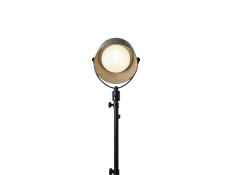 Vintage studio spotlight lamp isolated on transparent background