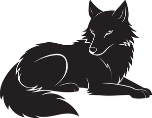 Wolf Lying dawn black silhouette 