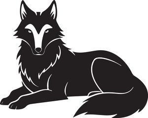 Wolf Lying dawn black silhouette 