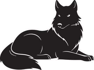 Wolf Lying dawn black silhouette 