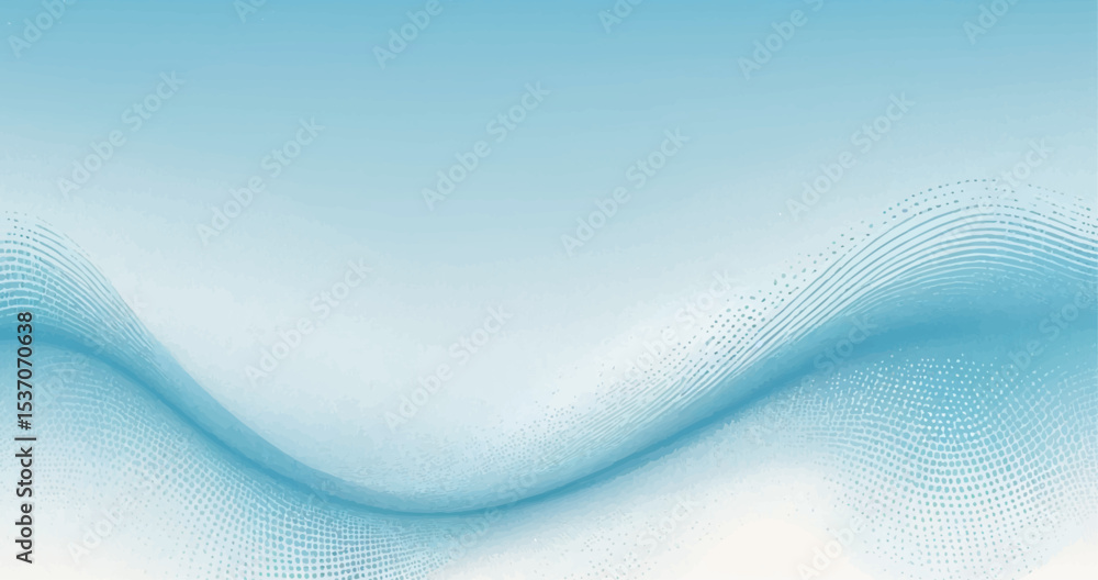 Poster flowing blue wave design with abstract lines and smooth texture