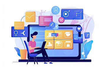 User interacting with a multi-functional software platform