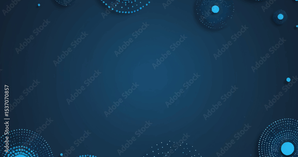 Poster abstract blue background with circles depicting an underwater scene of light, bubbles, and flowing w