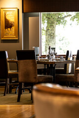 table and chairs in a restaurant