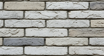 Obraz premium Textured brick wall with white and grey blocks in horizontal pattern 