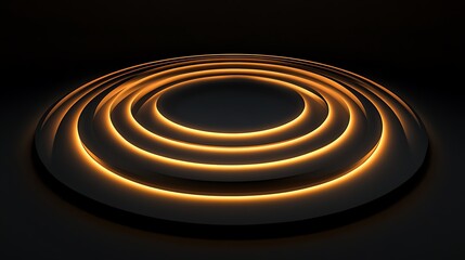 Obraz premium Glowing concentric rings forming a tunnel on dark backgroundImage