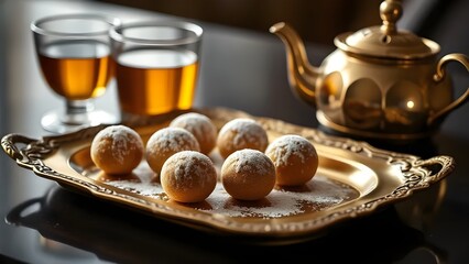 Golden pastries served with afternoon tea.