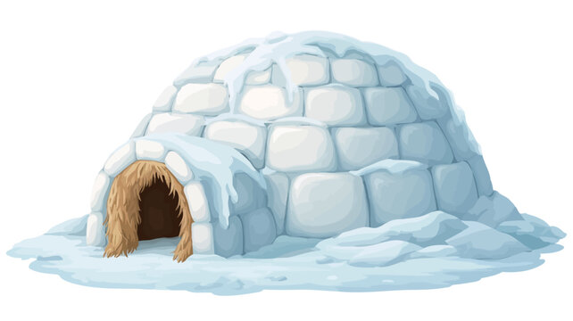 A digital illustration of an igloo against a white background. The igloo is depicted as a dome-shaped structure made of white blocks of snow or ice, with a slightly textured surface and melting