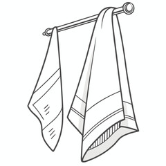 Two towels hanging on a towel rack illustration