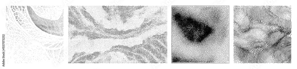 Poster vector abstract portrait of a face composed of scattered dots.